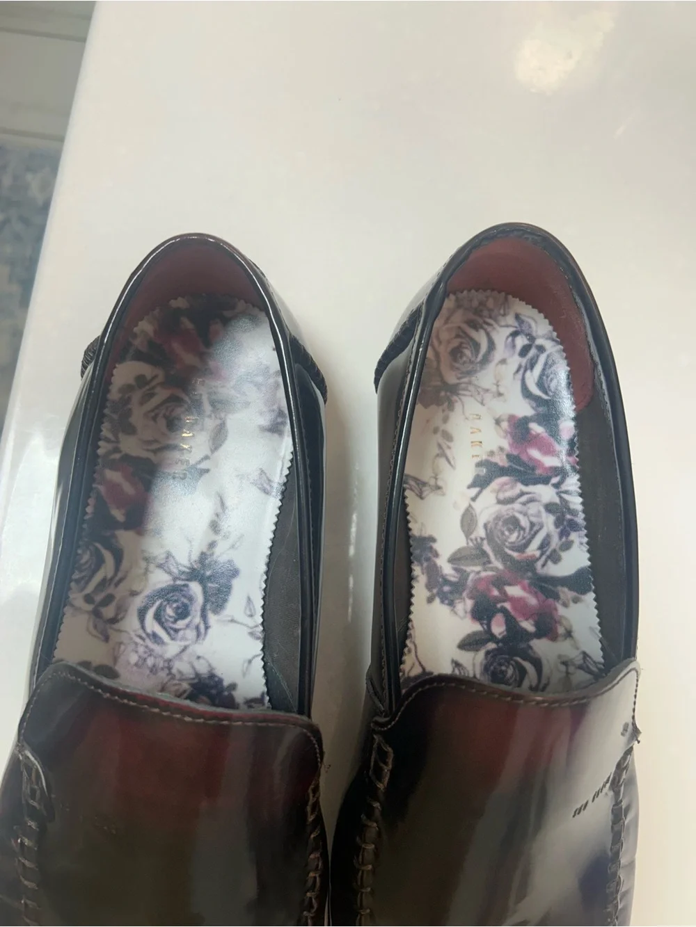 TED BAKER hand burnished square toe men’s loafers. Size 13. Hand stitched